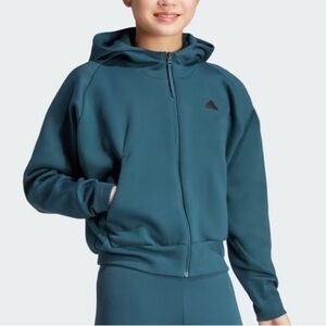 ADIDAS Z.N.E. Full Zip Hoodie Women’s 2XS XXS Turquoise Long Sleeve Sweatshirt